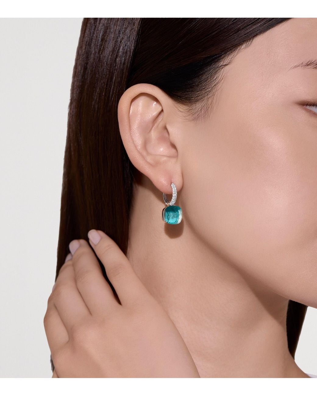Pomellato Green Diamond, Topaz And Agate Nudo Classic Drop Earrings
