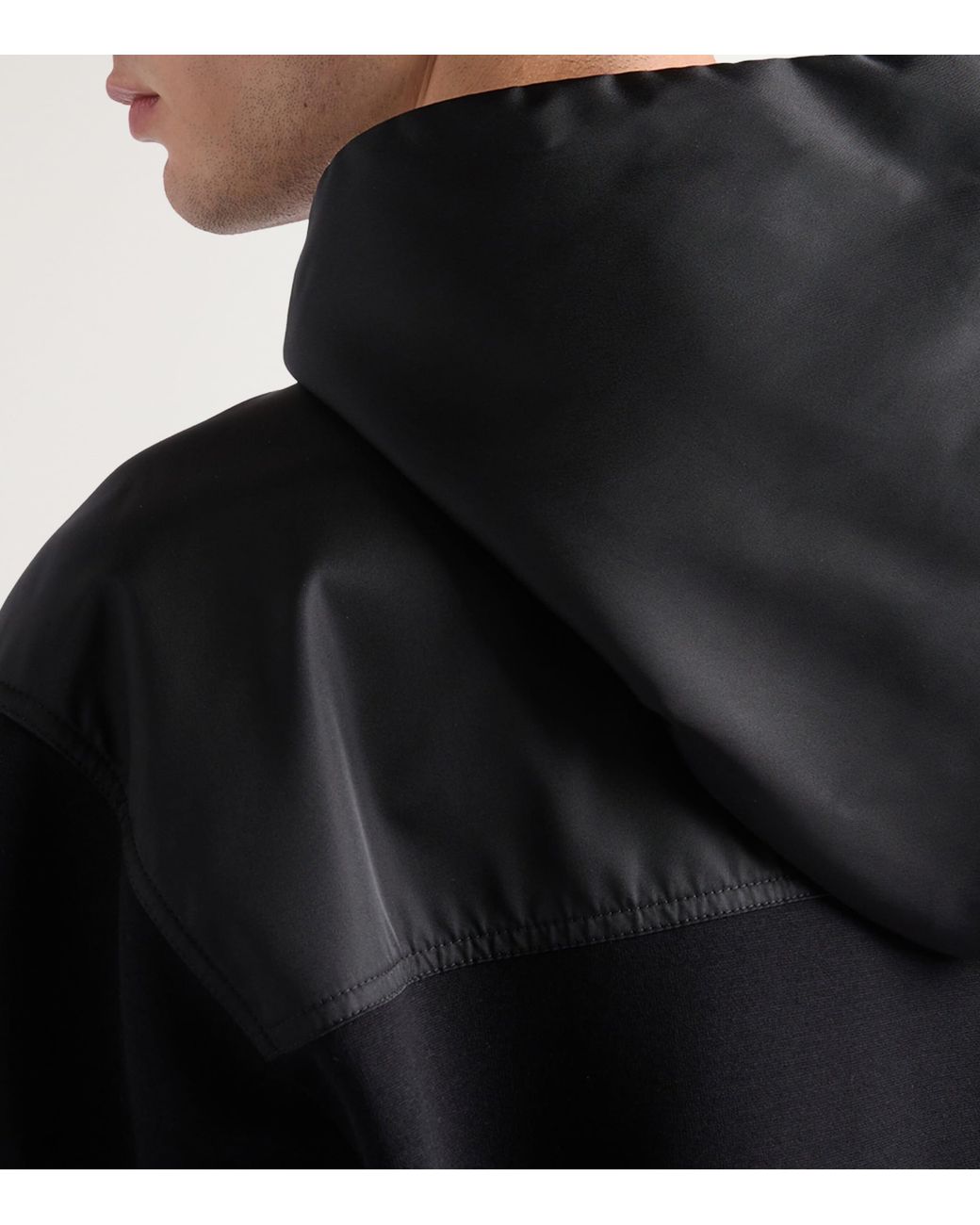 Prada Black Cotton-Fleece And Re-Nylon Hoodie for men