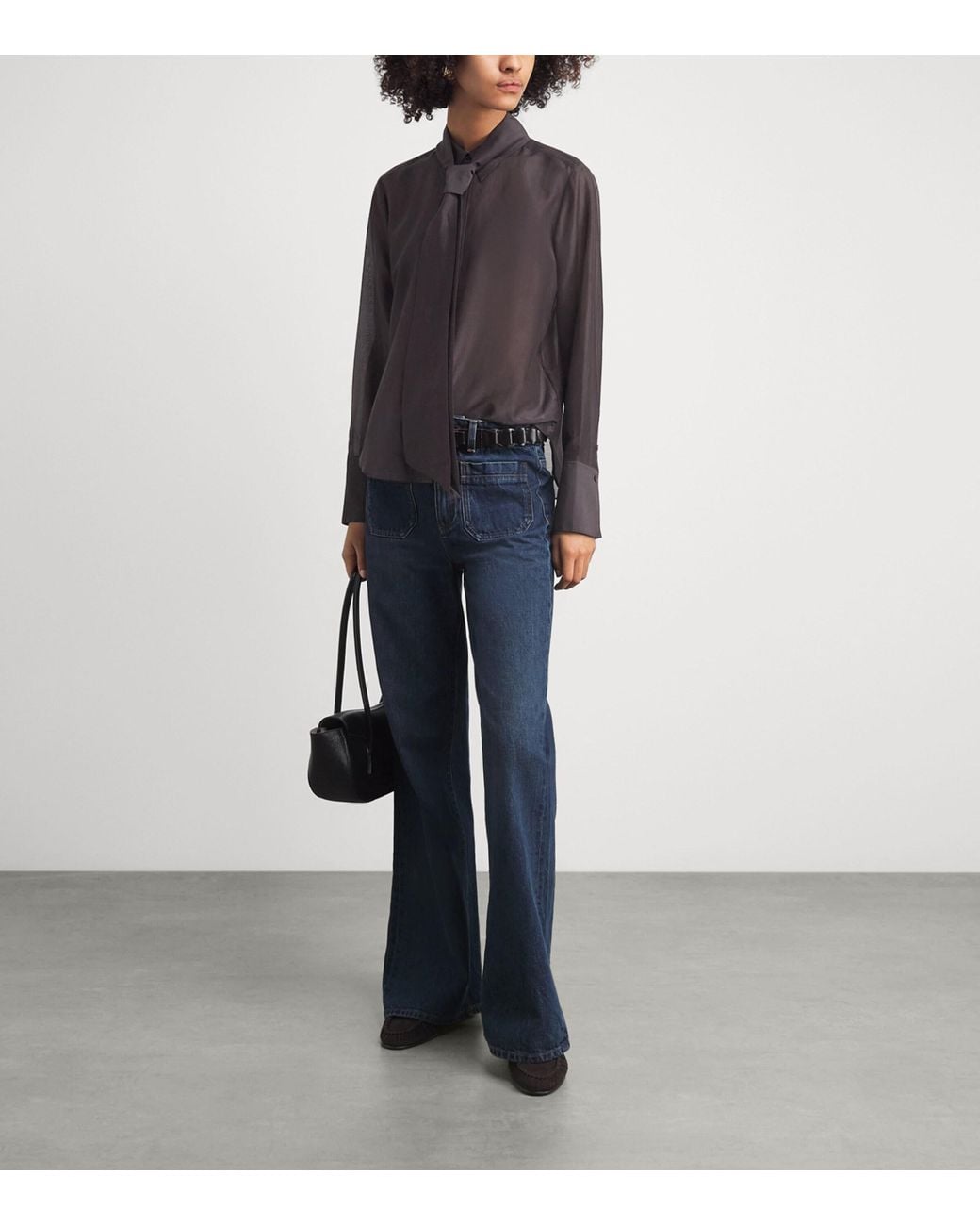 ME+EM Gray Cotton-Silk Cloud Layering Shirt