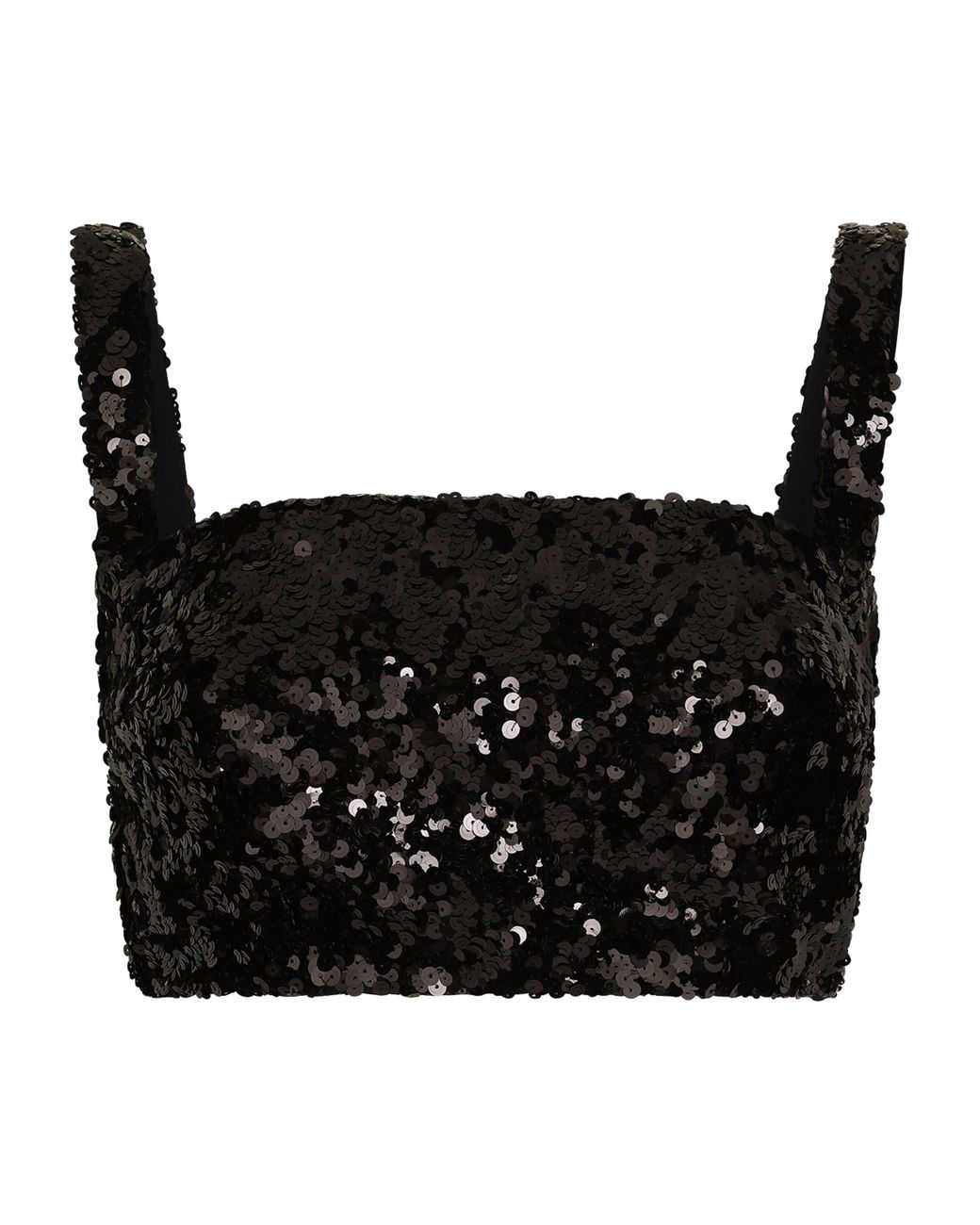 Dolce & Gabbana Black Sequin Sleeveless Crop Top