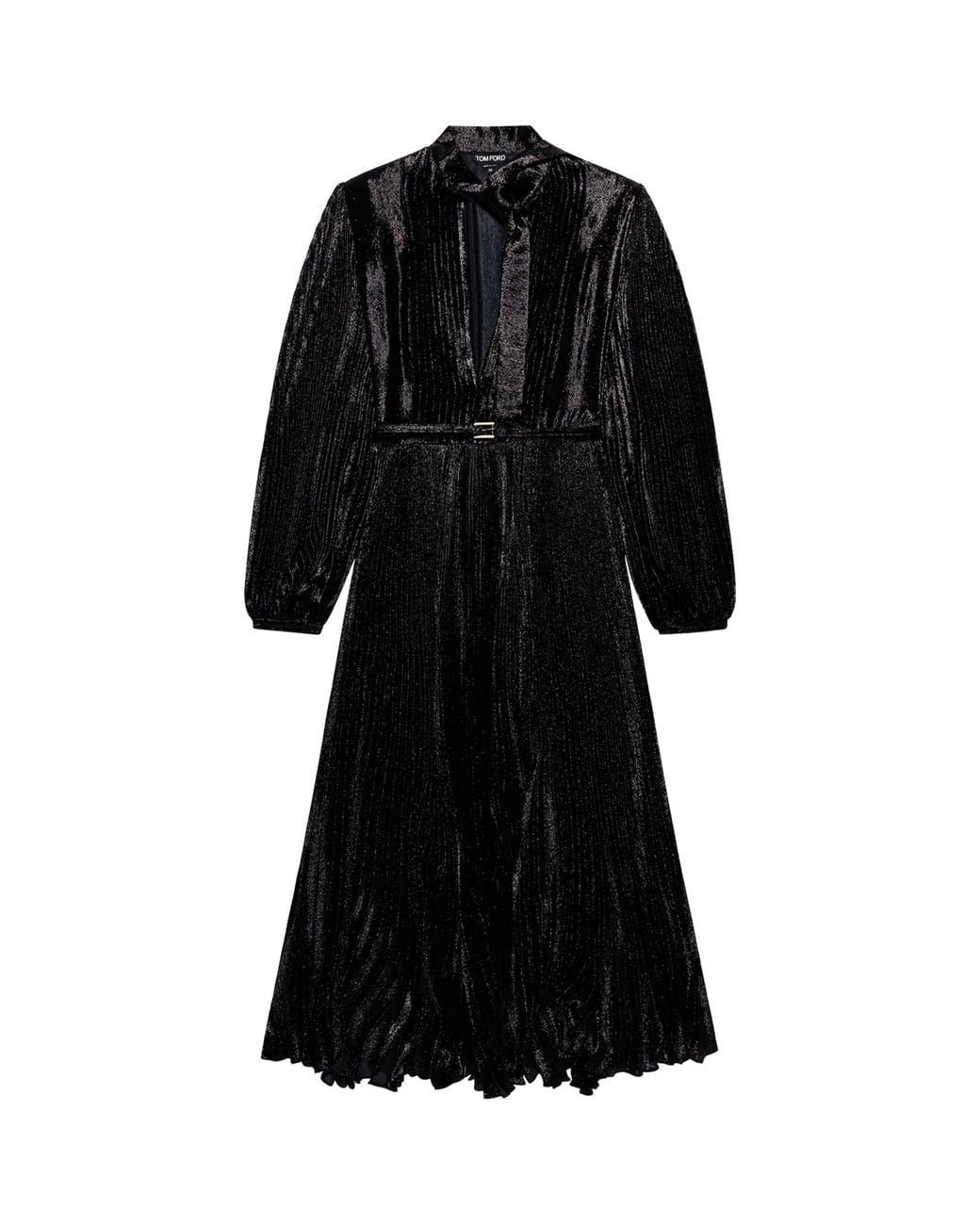 Tom Ford Black Silk Charmeuse Lurex Midi Dress