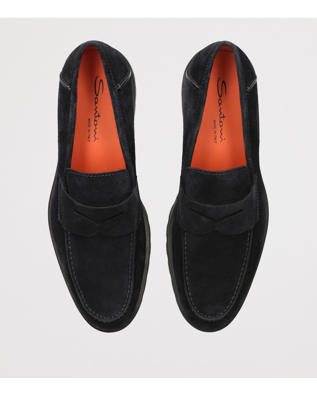 Santoni Black Suede Detroit Roccia Loafers for men
