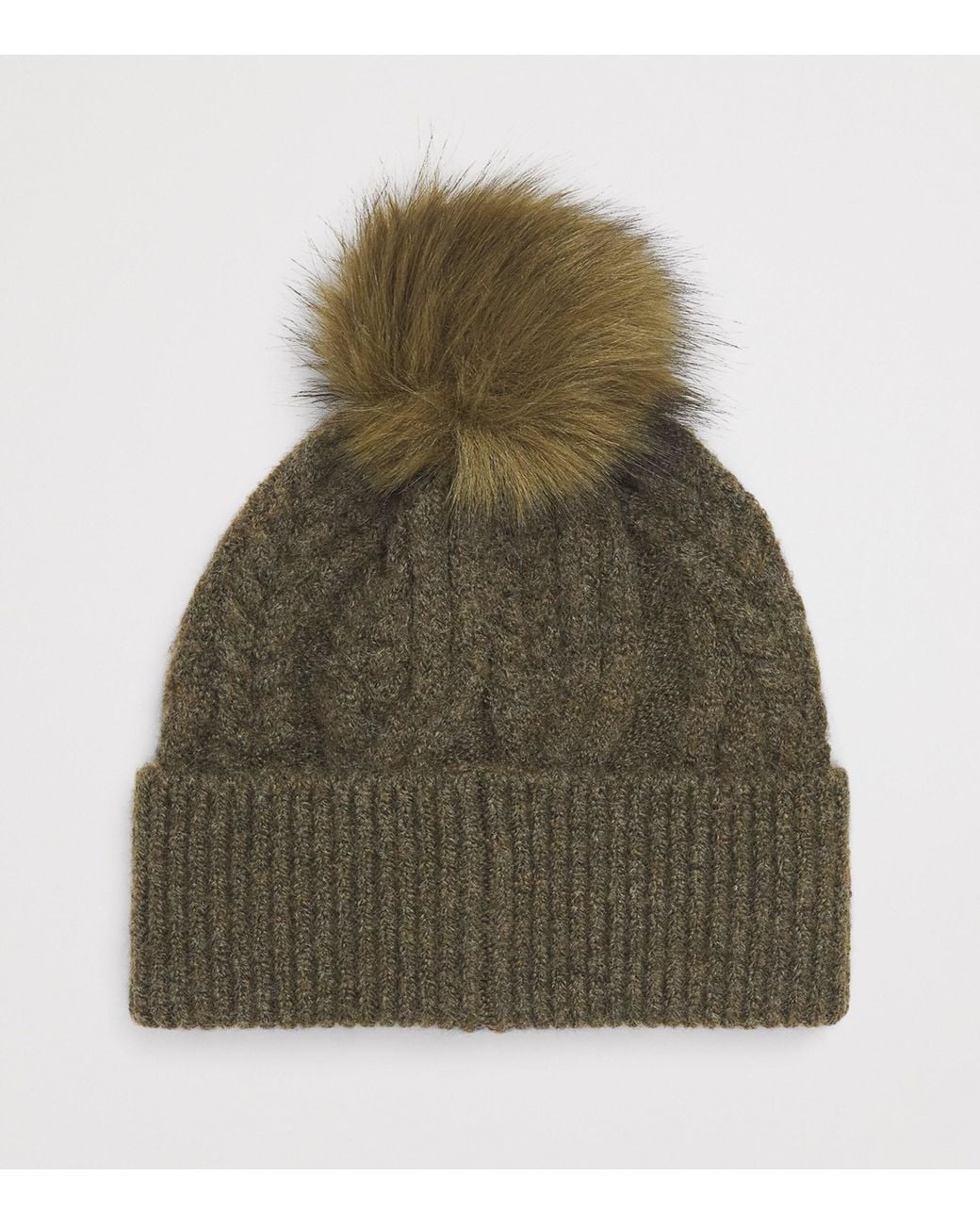 Barbour Green Pom-Pom Elsdon Beanie