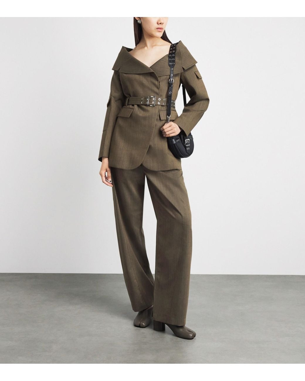 Ganni Brown Wool Elasticated Straight Trousers