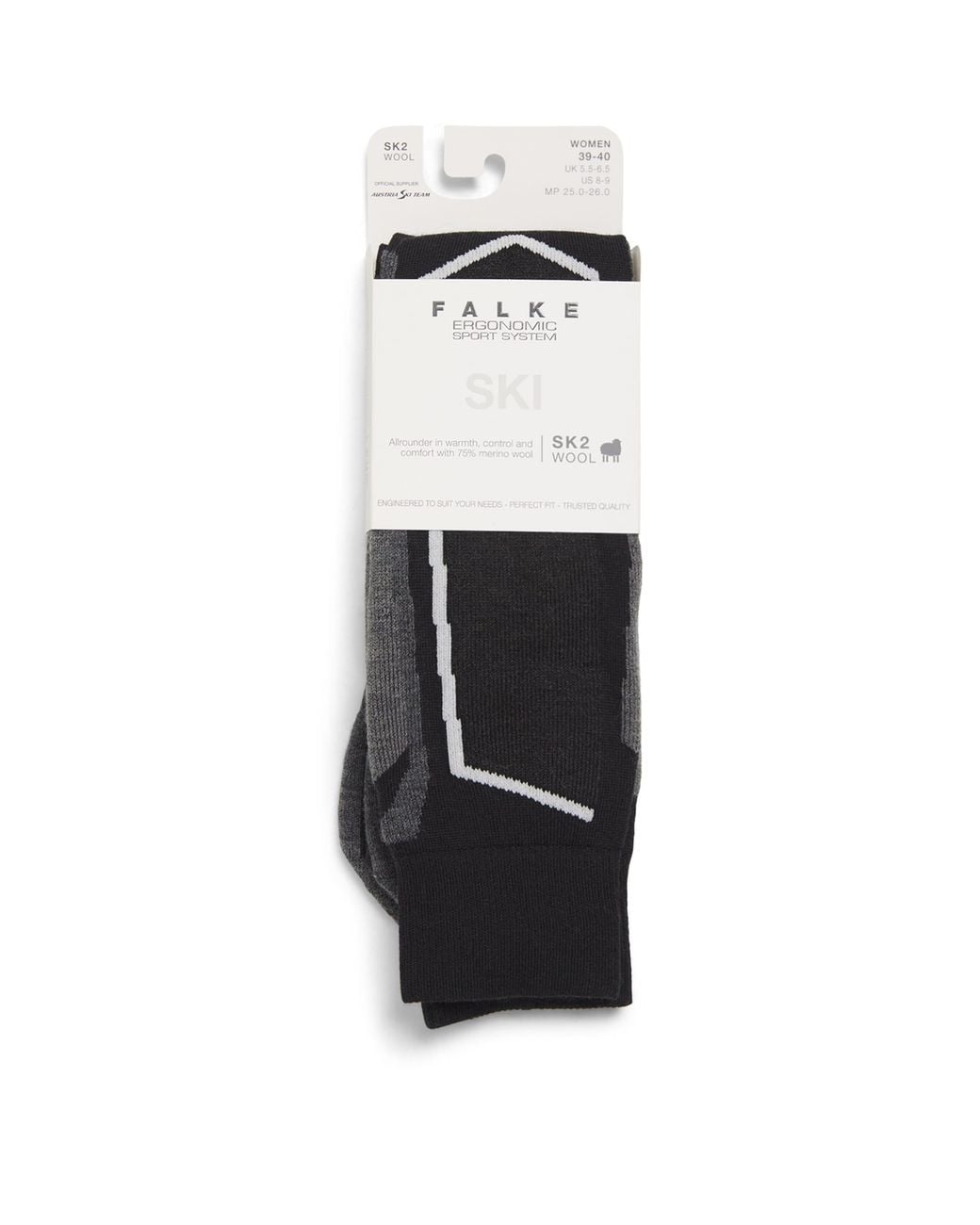 Falke White Virgin Wool-Blend Sk2 Skiing Socks