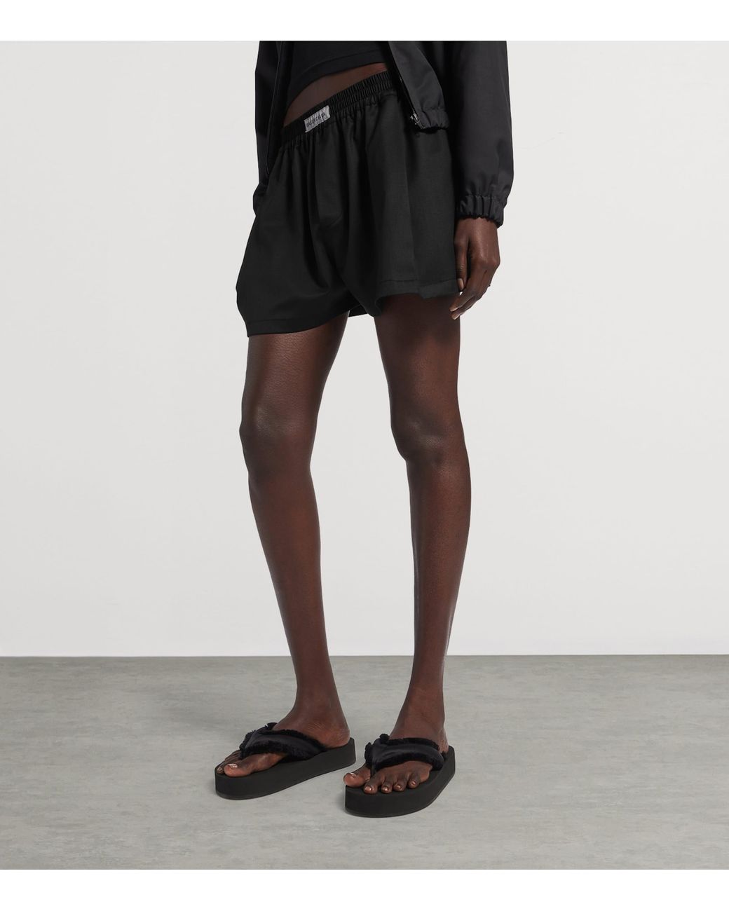 Balenciaga Black Wool-Blend Boxer-Style Shorts