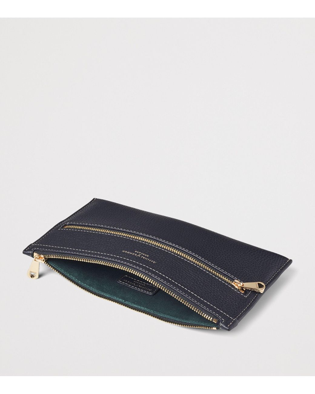 Aspinal Blue Grained Leather Hudson Travel Pouch for men