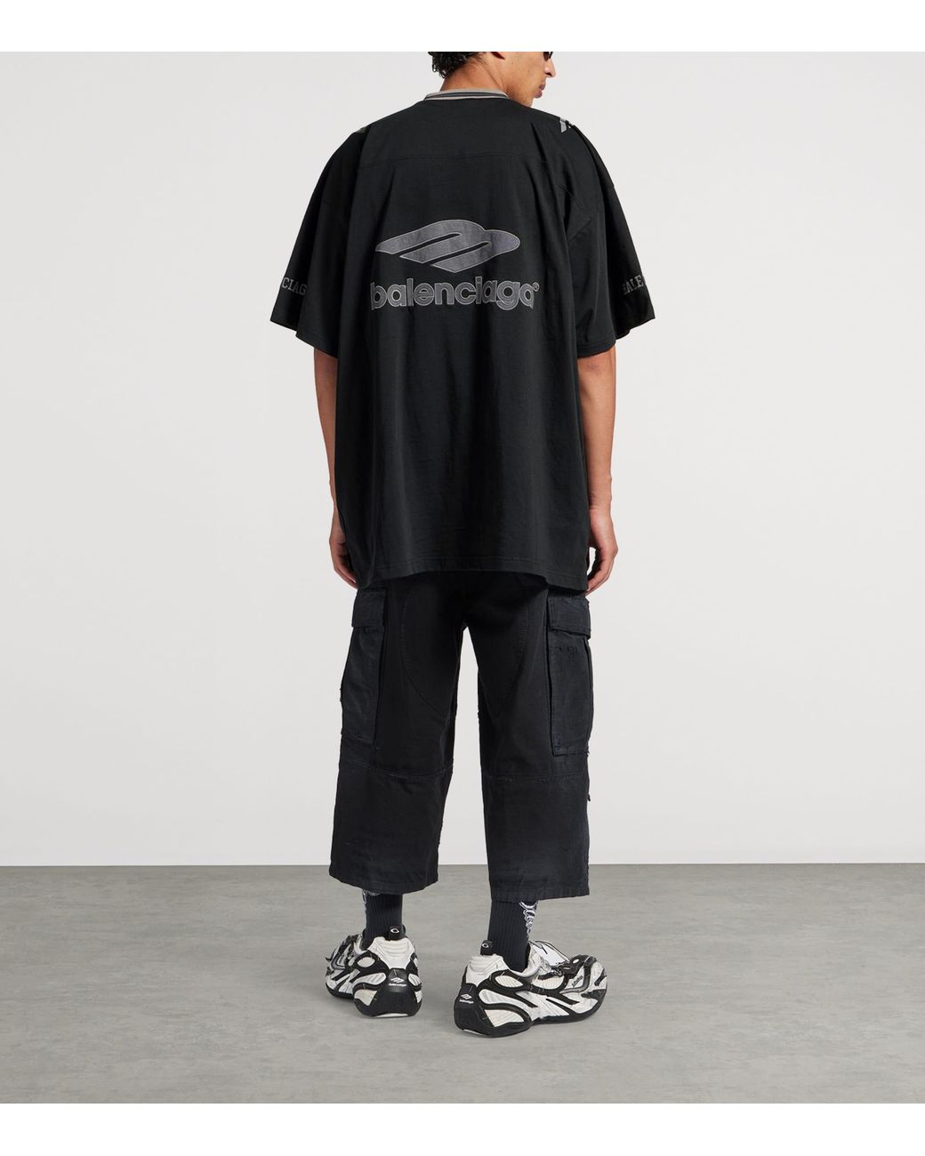 Balenciaga Black Oversized Logo T-Shirt for men