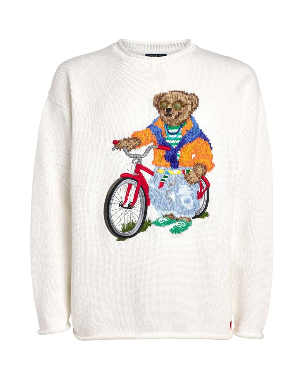 Polo Ralph Lauren White Cotton Embroidered Polo Bear Sweater for men