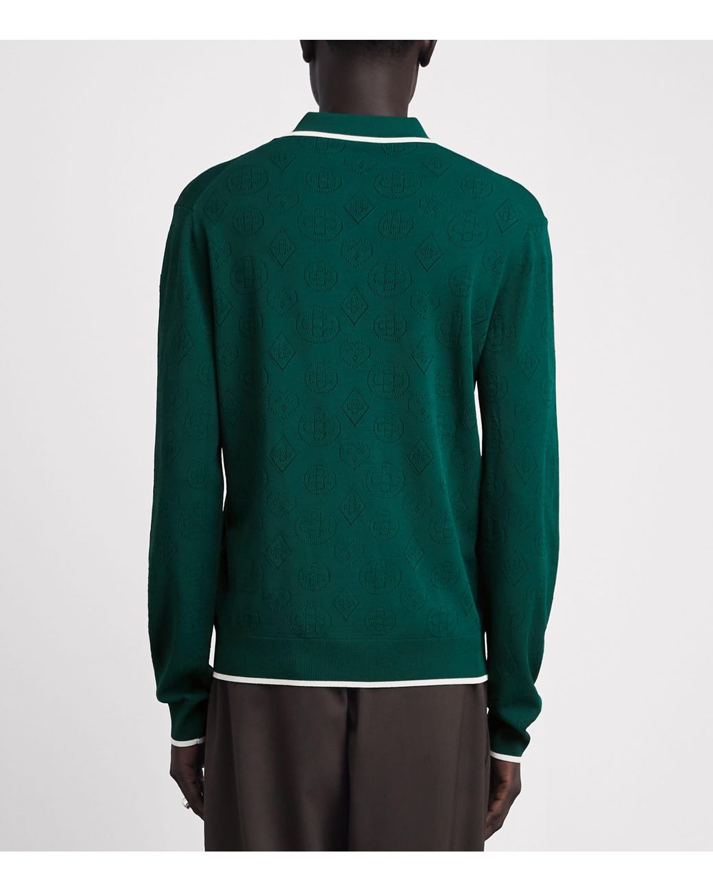 Casablanca Green Pointelle-Knit Polo Shirt for men