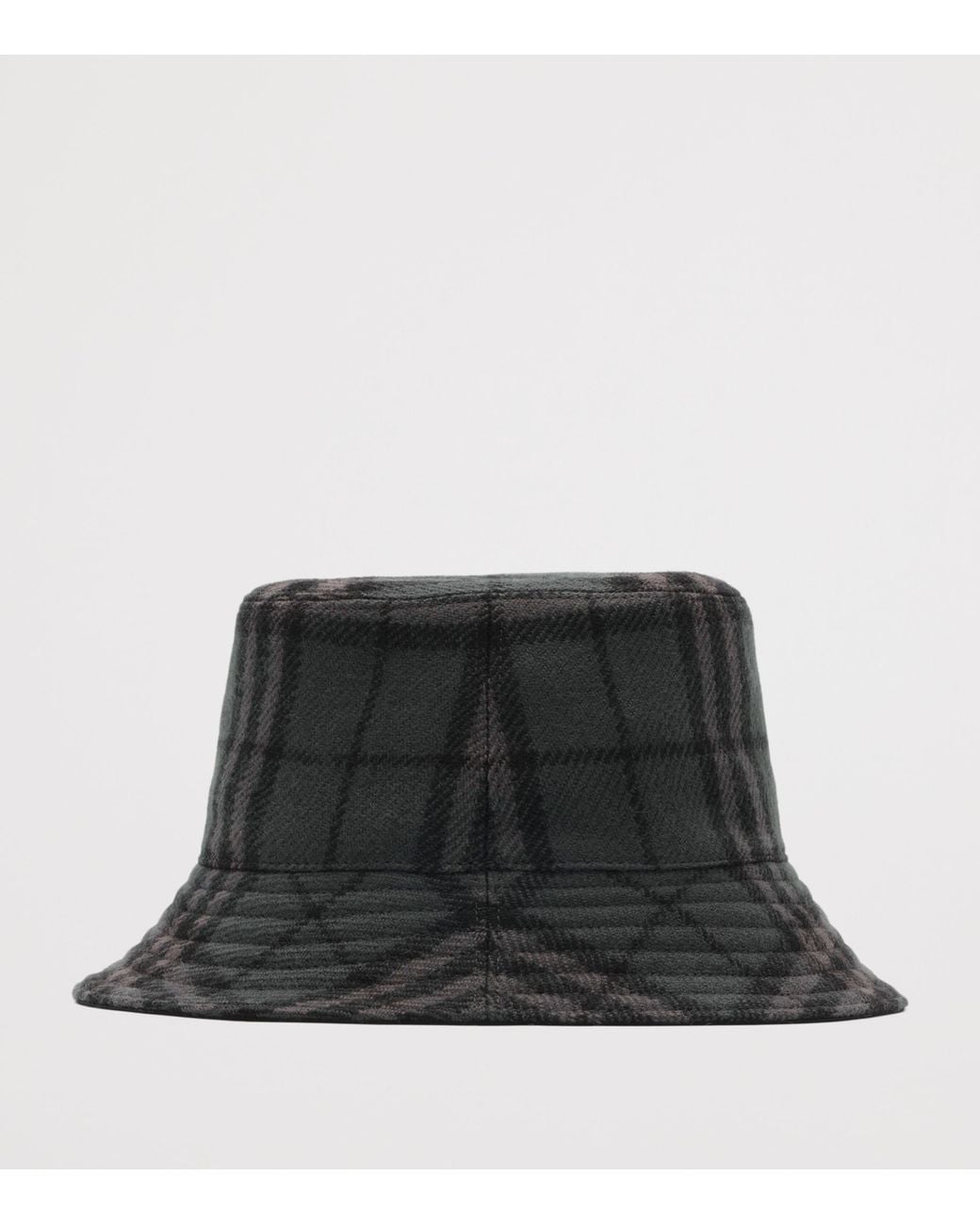 Burberry Black Wool Reversible Check Bucket Hat for men