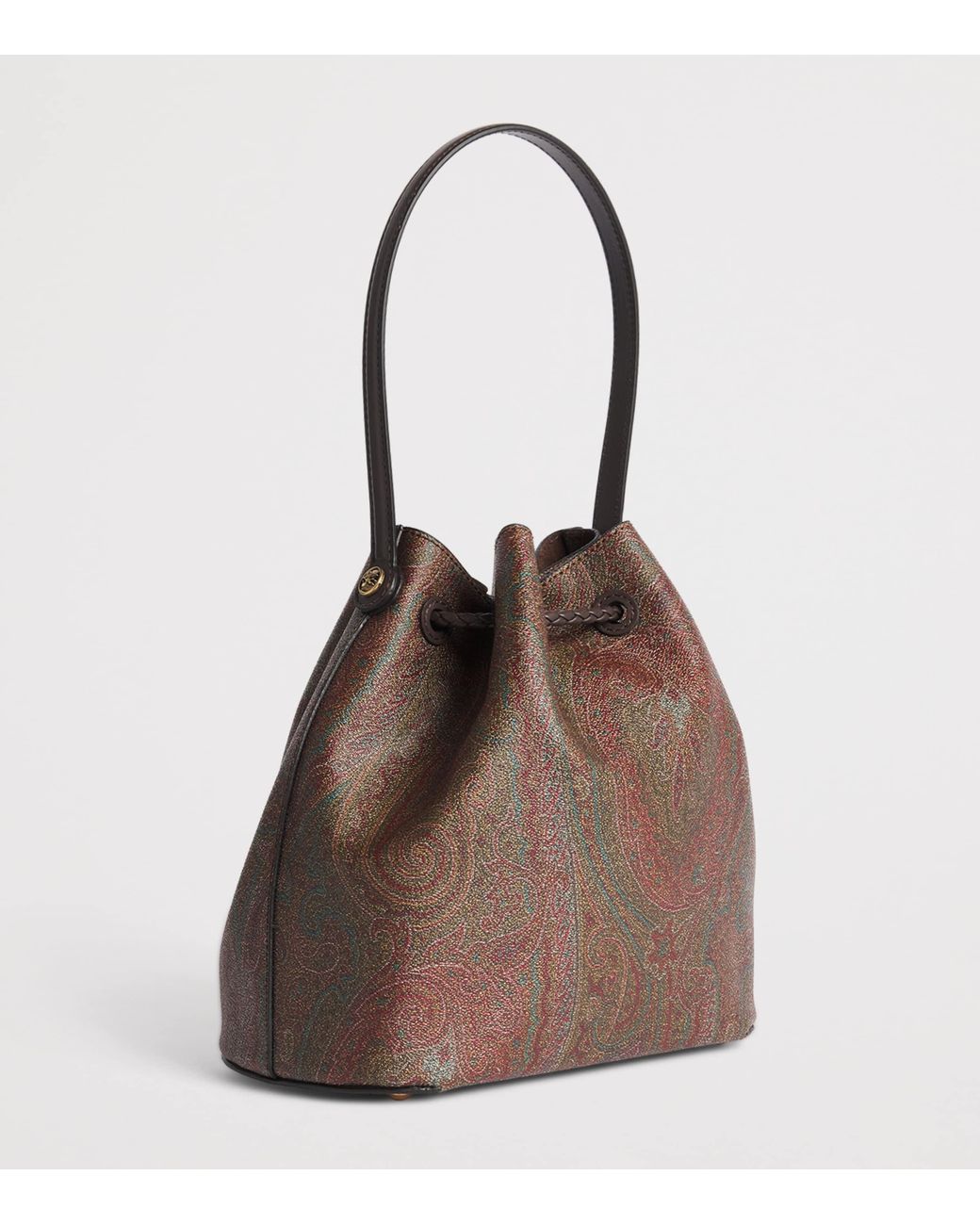 Etro Brown Small Paisley Arnica Bucket Bag
