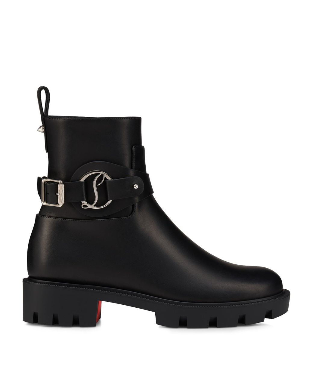 Christian Louboutin Black Dianouchette Lug Leather Ankle Boots