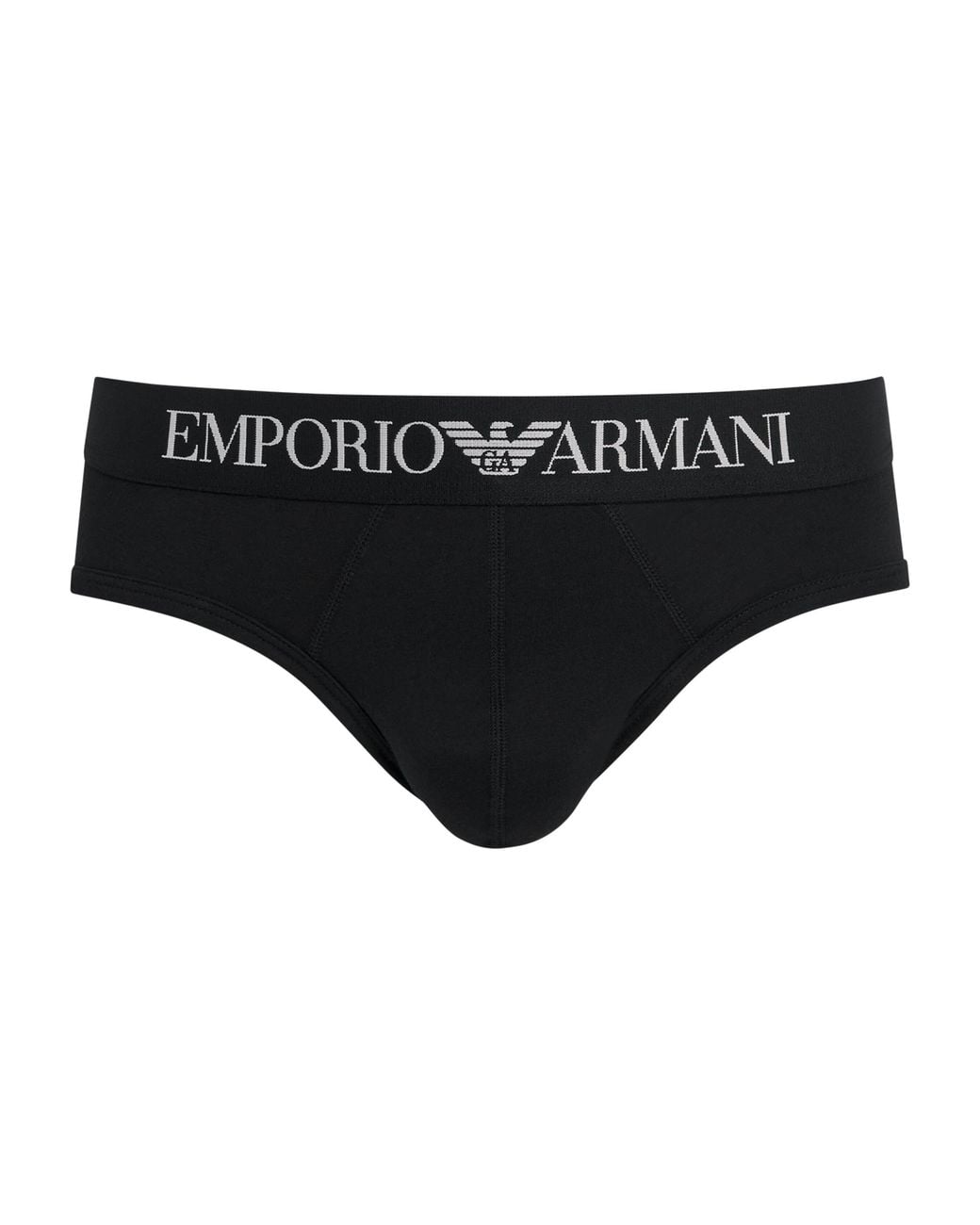 Emporio Armani Black Stretch-Cotton Logo Briefs for men