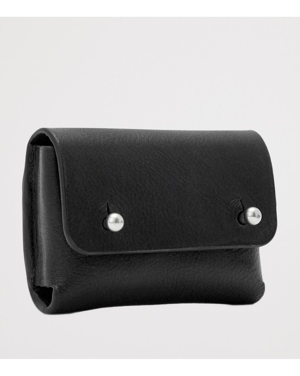AllSaints Black Leather Stud Card Case