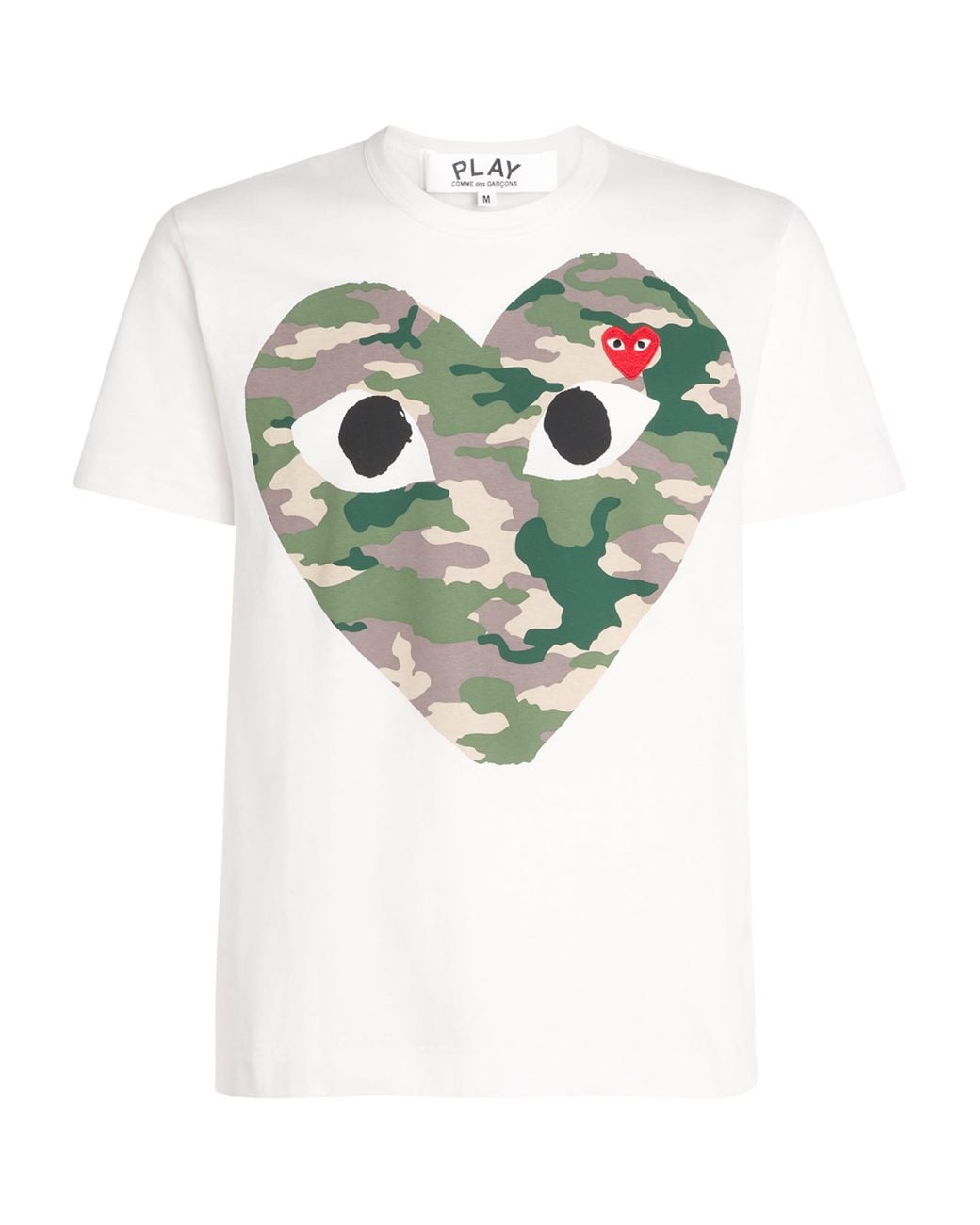COMME DES GARÇONS PLAY Green Camouflage Large Heart Logo T-Shirt for men