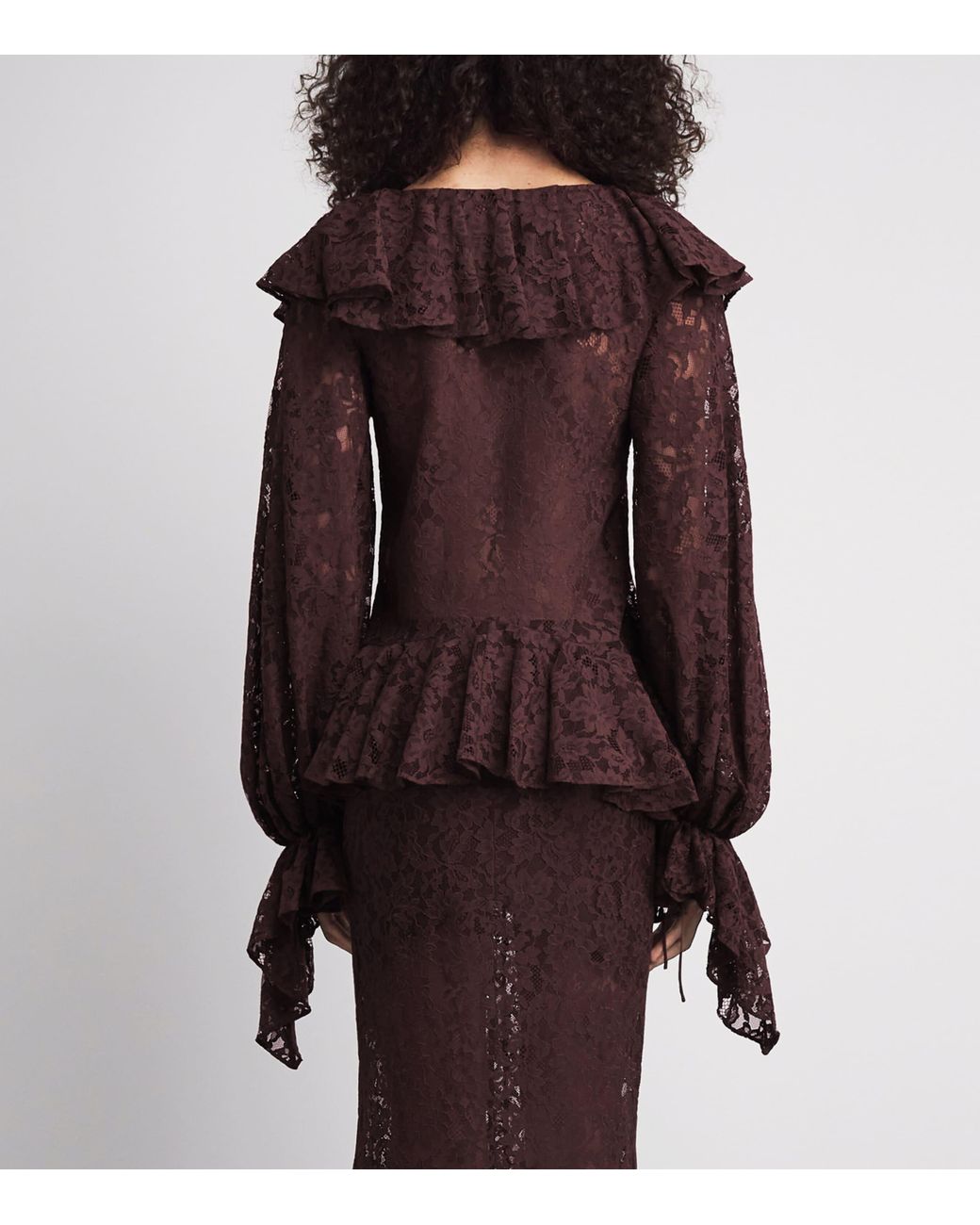 De La Vali Brown Lace Mija Blouse