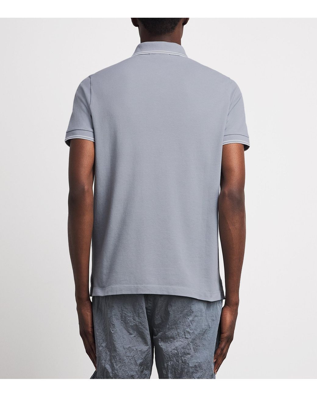 Stone Island Gray Cotton Compass Polo Shirt for men