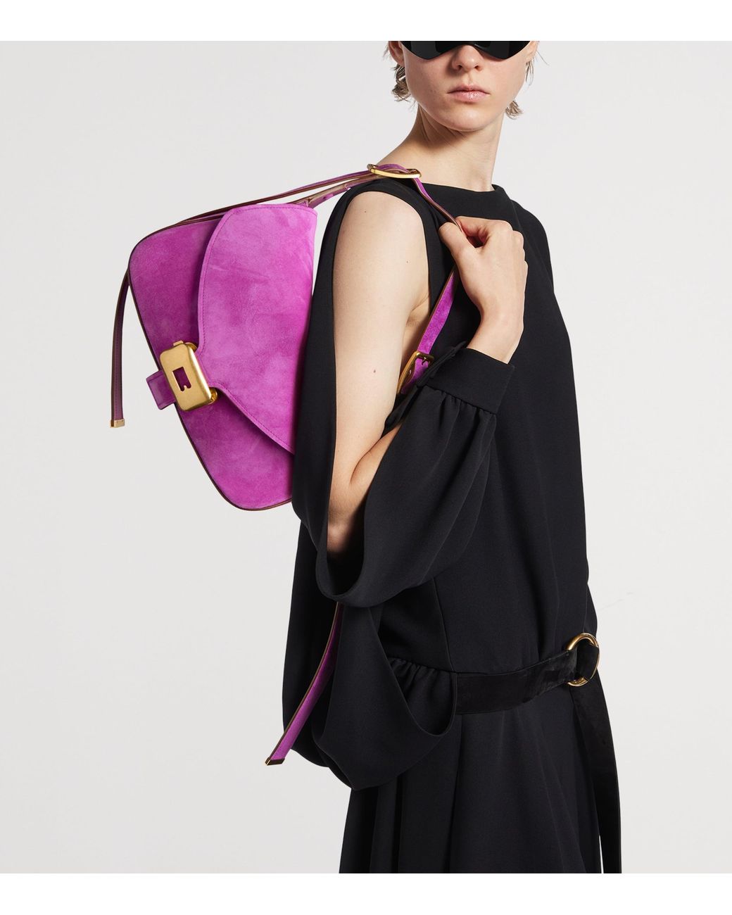 Balenciaga Pink Suede Clicca Shoulder Bag