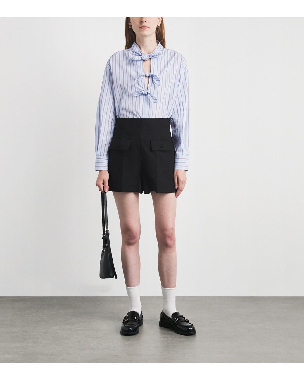 Claudie Pierlot Blue Cotton Knot-Detail Shirt
