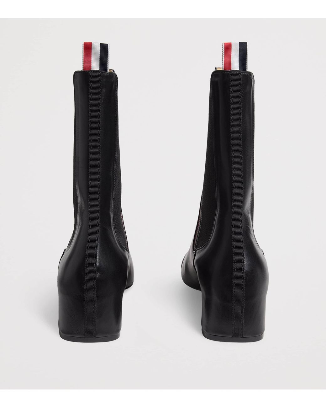 Thom Browne Black Leather Mid-Calf Chelsea Boots 40