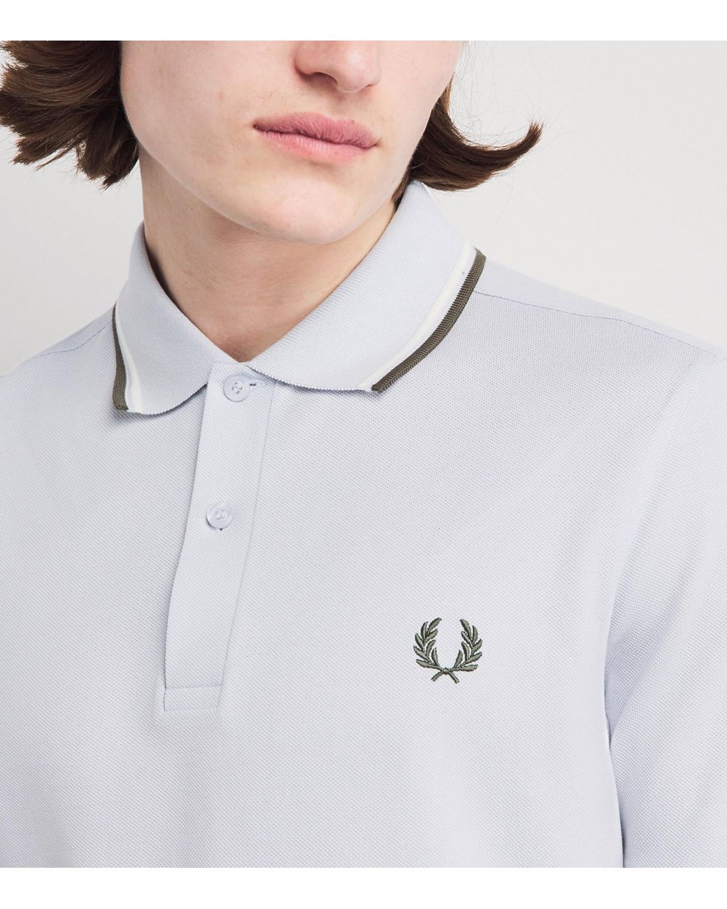 Fred Perry White Cotton Twin Tipped Polo Shirt for men