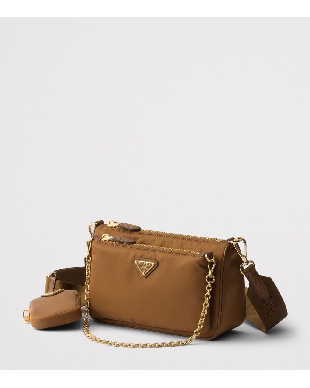 Prada Brown Re-Nylon And Saffiano Leather Shoulder Bag