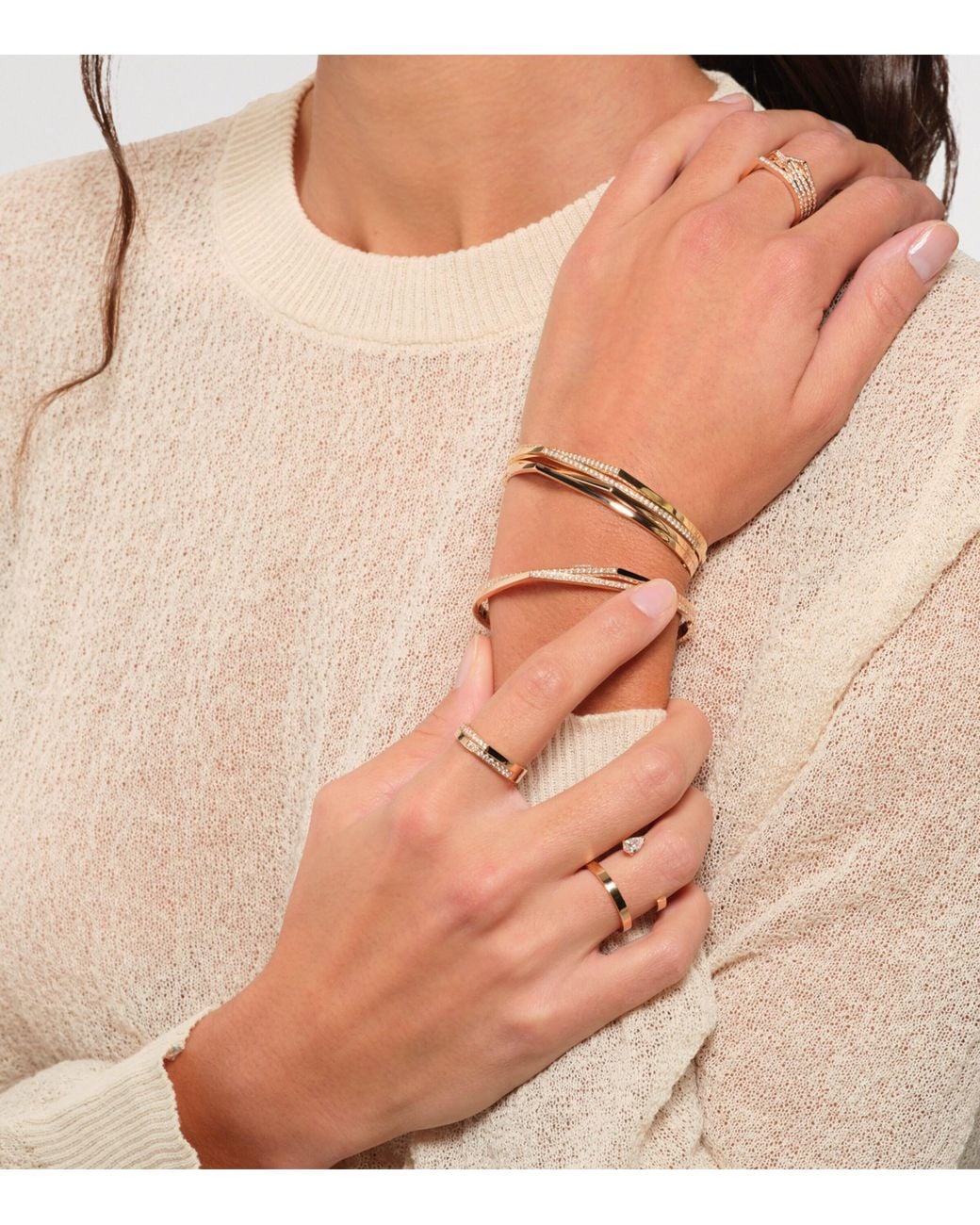 Repossi White And Diamond Antifer 2-Row Ring