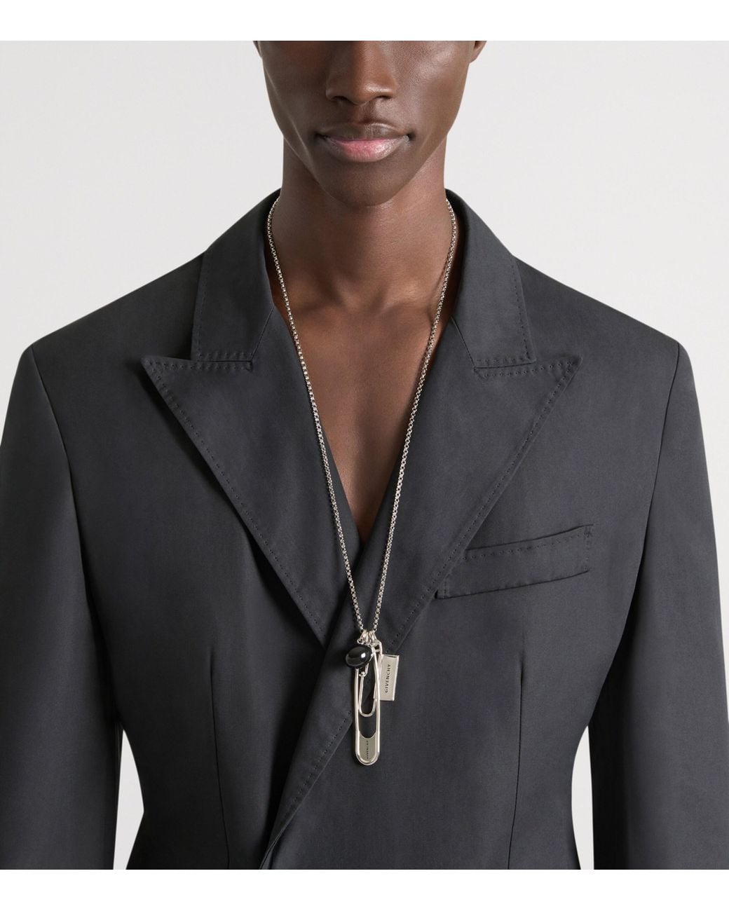 Givenchy Metallic Safety Pin Charm Necklace for men