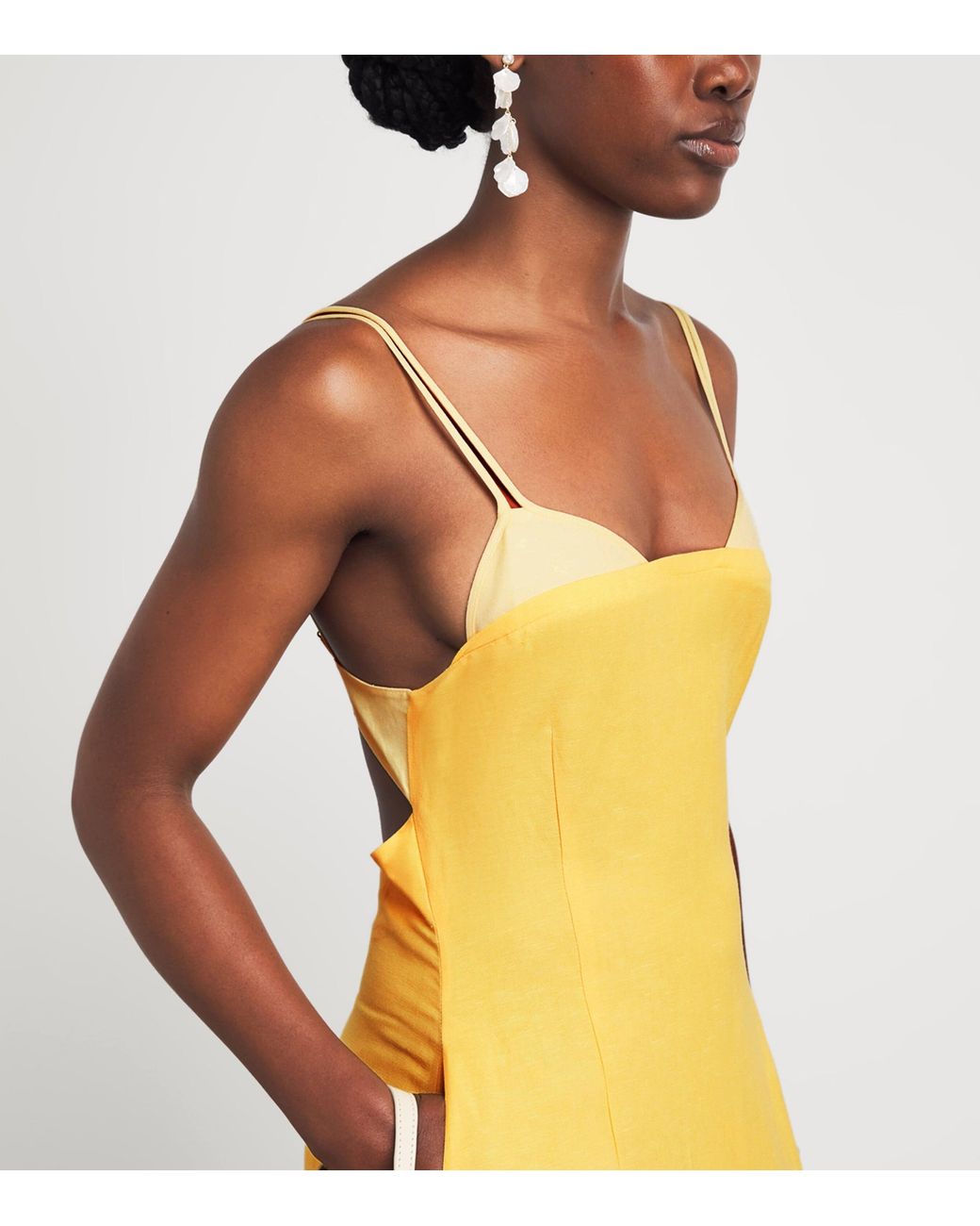 Jonathan Simkhai Yellow Linen-Blend Corabeth Midi Dress