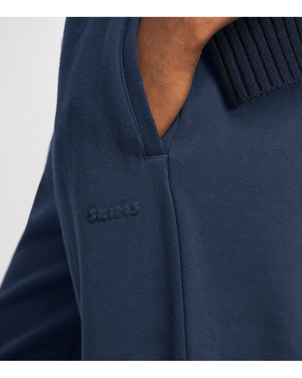 Skims Blue Cotton-Blend Fleece Straight Sweatpants