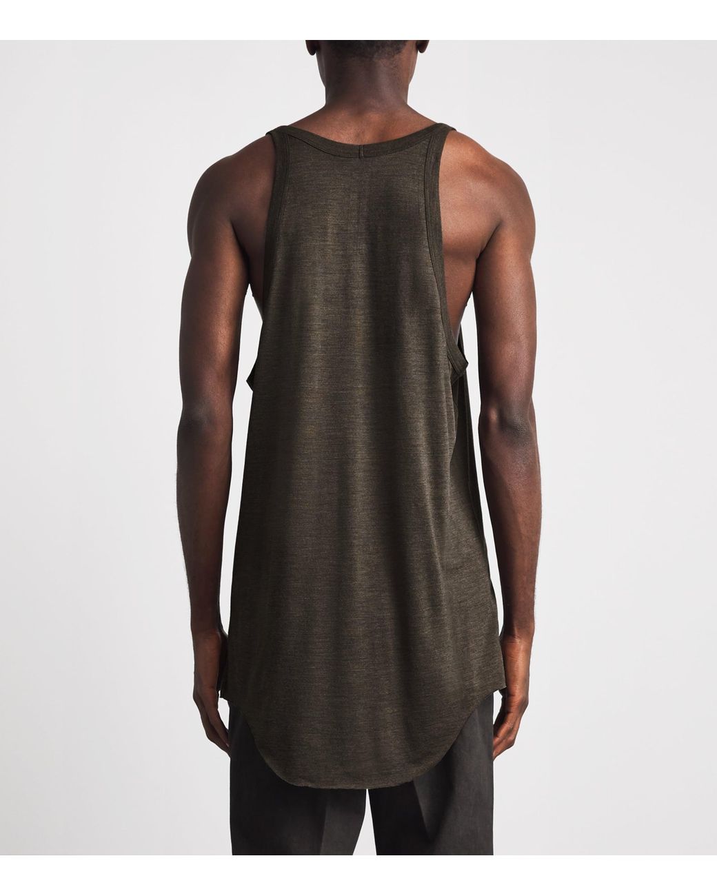 Rick Owens Brown Wool-Silk Pony Tank Top for men