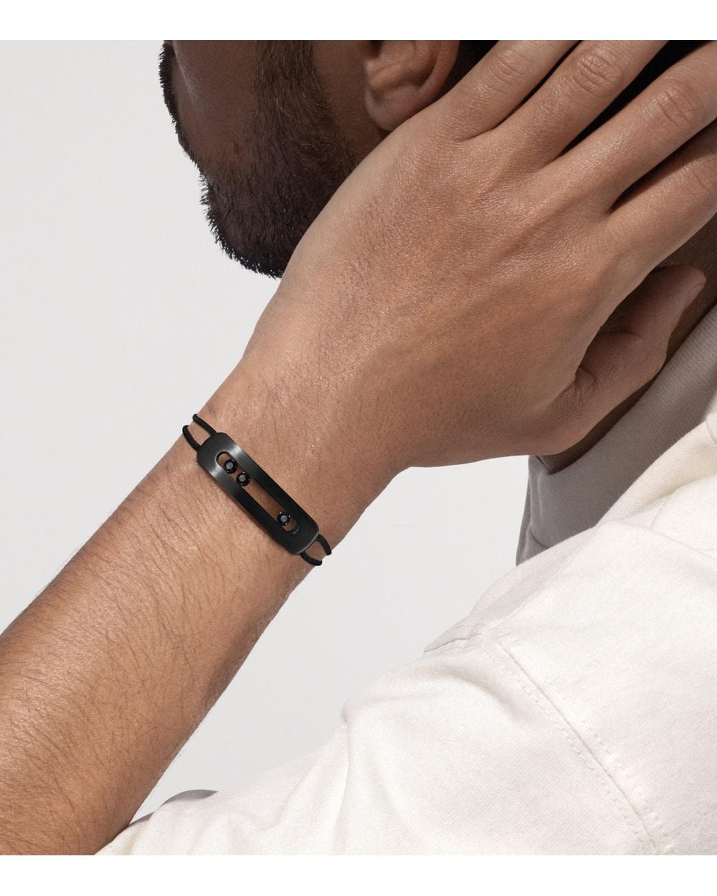 Messika Black Move Titanium Xl Diamond Cord Bracelet for men