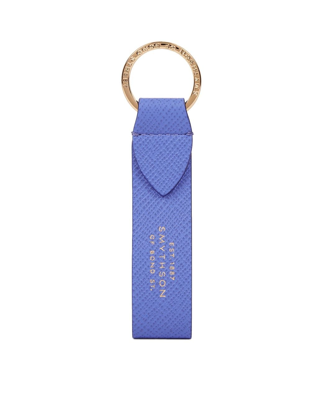 Smythson Blue Calfskin Panama Keyring