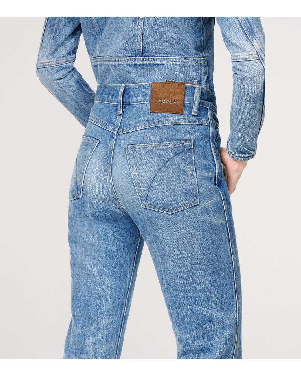 Tom Ford Blue Melanie High-Rise Straight Jeans