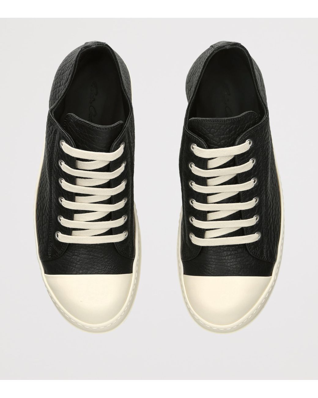 Rick Owens Black Leather Low-Top Sneakers for men