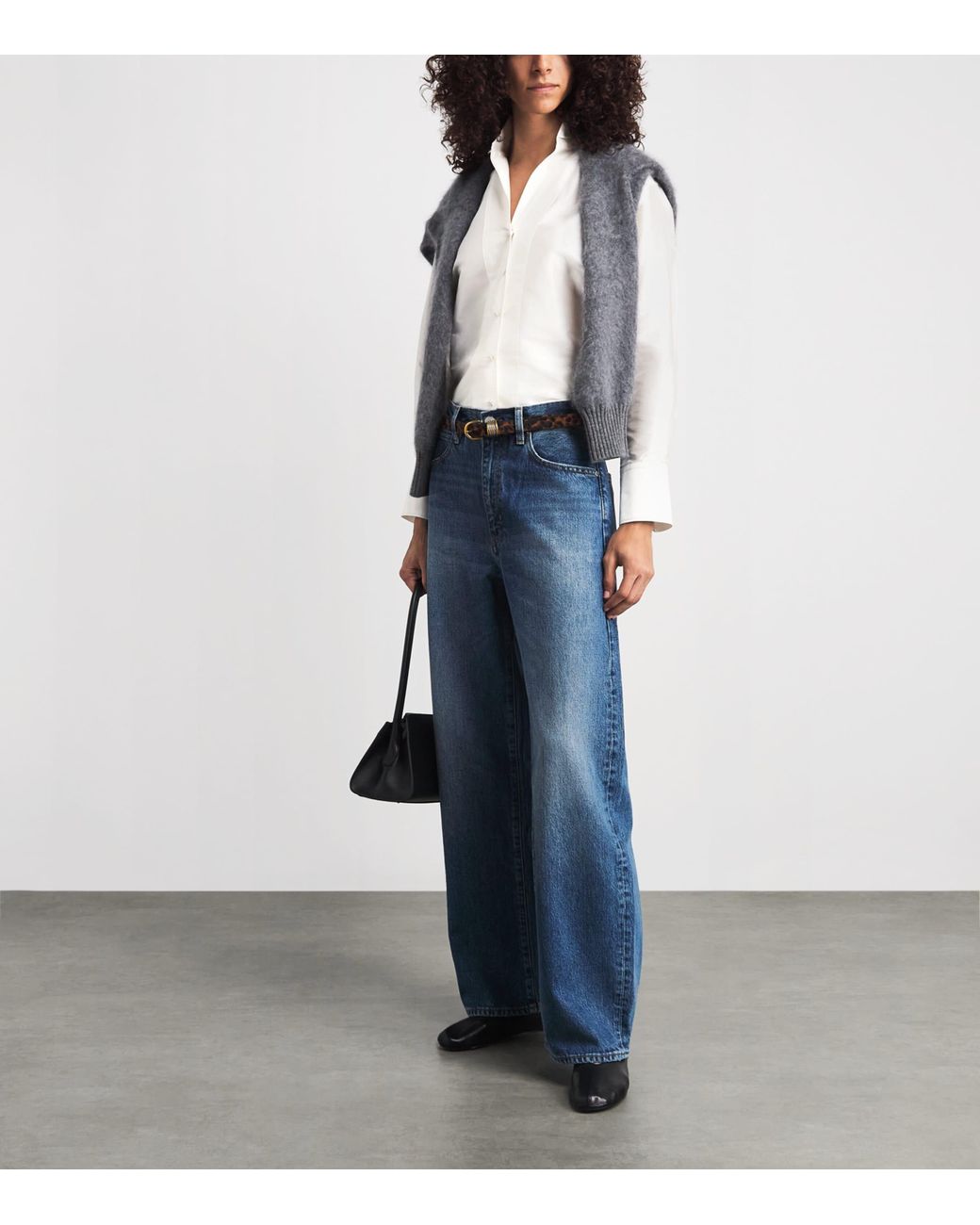 Sandro White Silk Satin Oversized Shirt