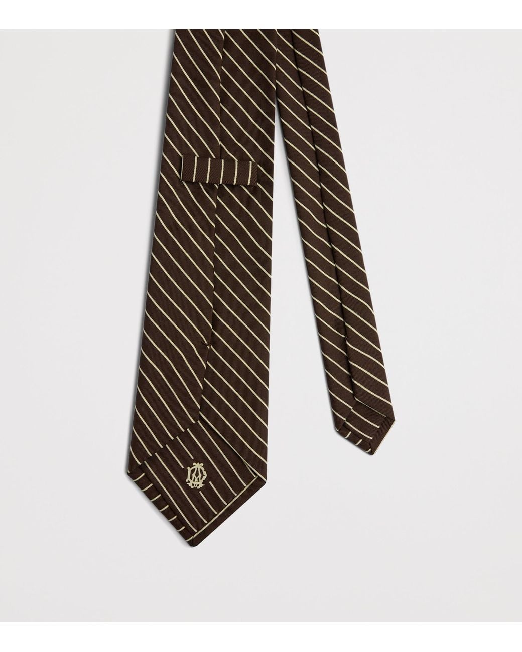 Dunhill Brown Mulberry Silk Stripe Tie for men