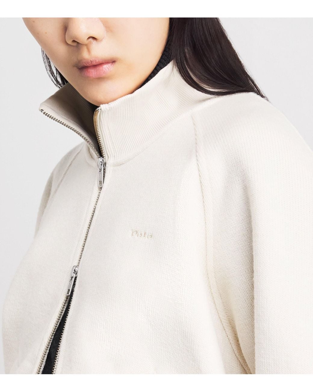 Polo Ralph Lauren White Wool-Blend Knitted Track Jacket