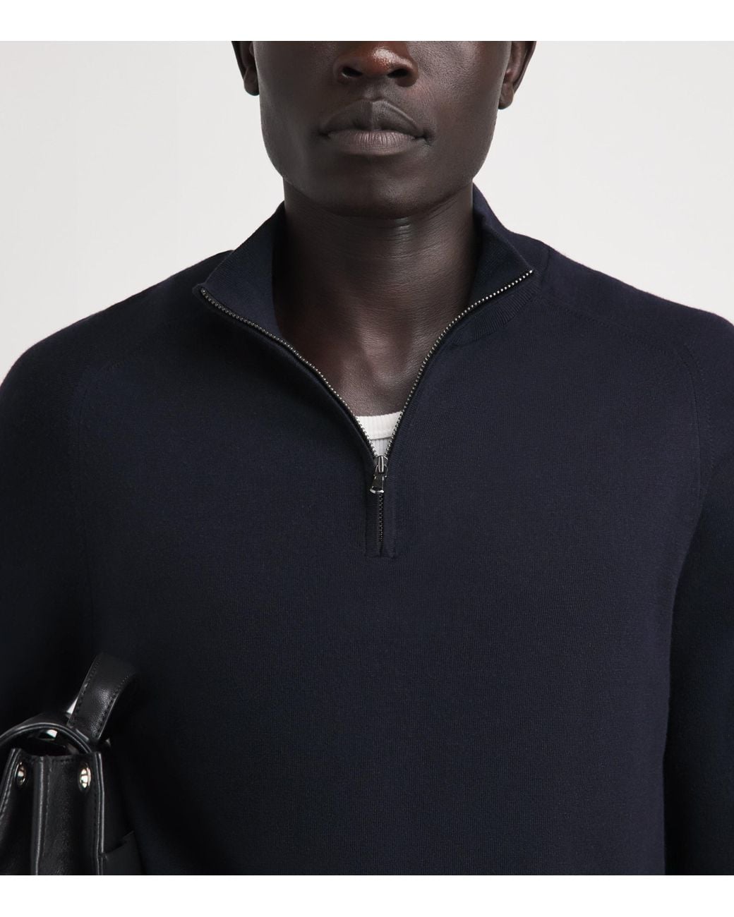 Sunspel Blue Sea Island Cashmere Half-Zip Sweater for men