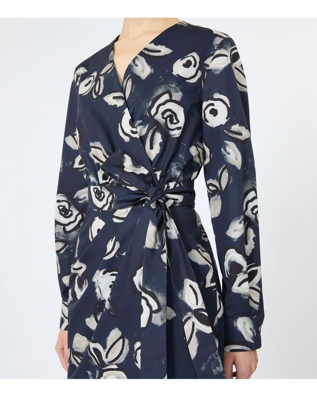 Max Mara Blue Cotton Printed Midi Dress