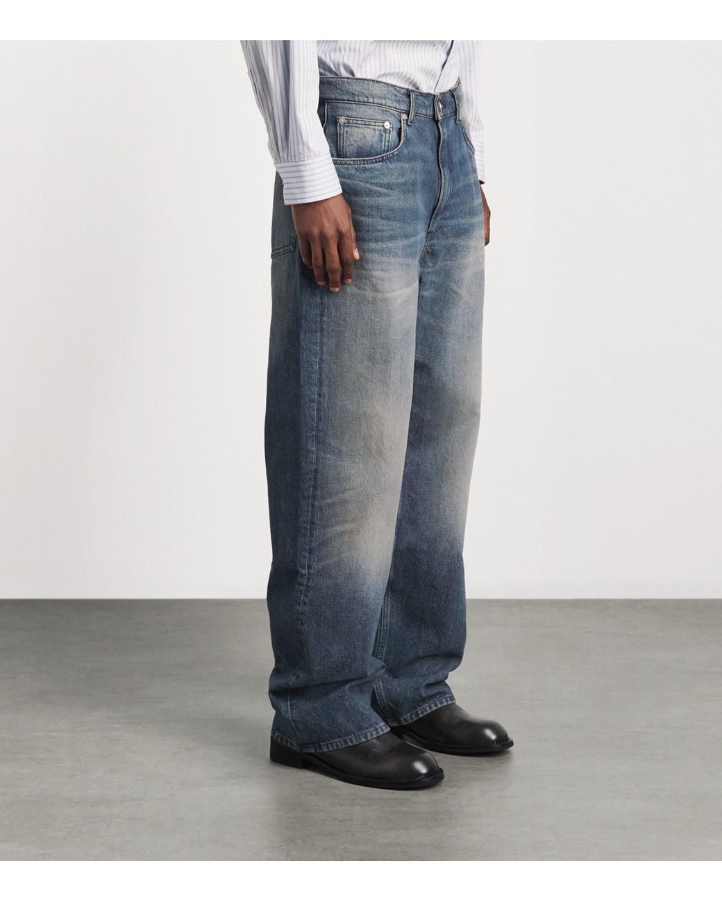 Sandro Blue Baggy Faded Jeans for men