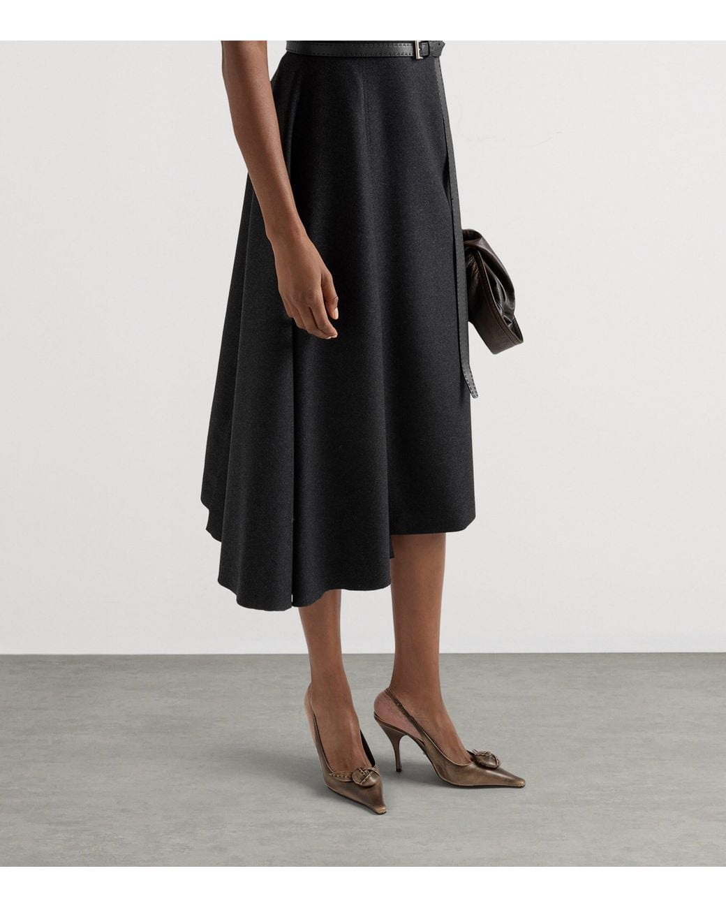 Prada Black Re-Wool Asymmetric Midi Dress