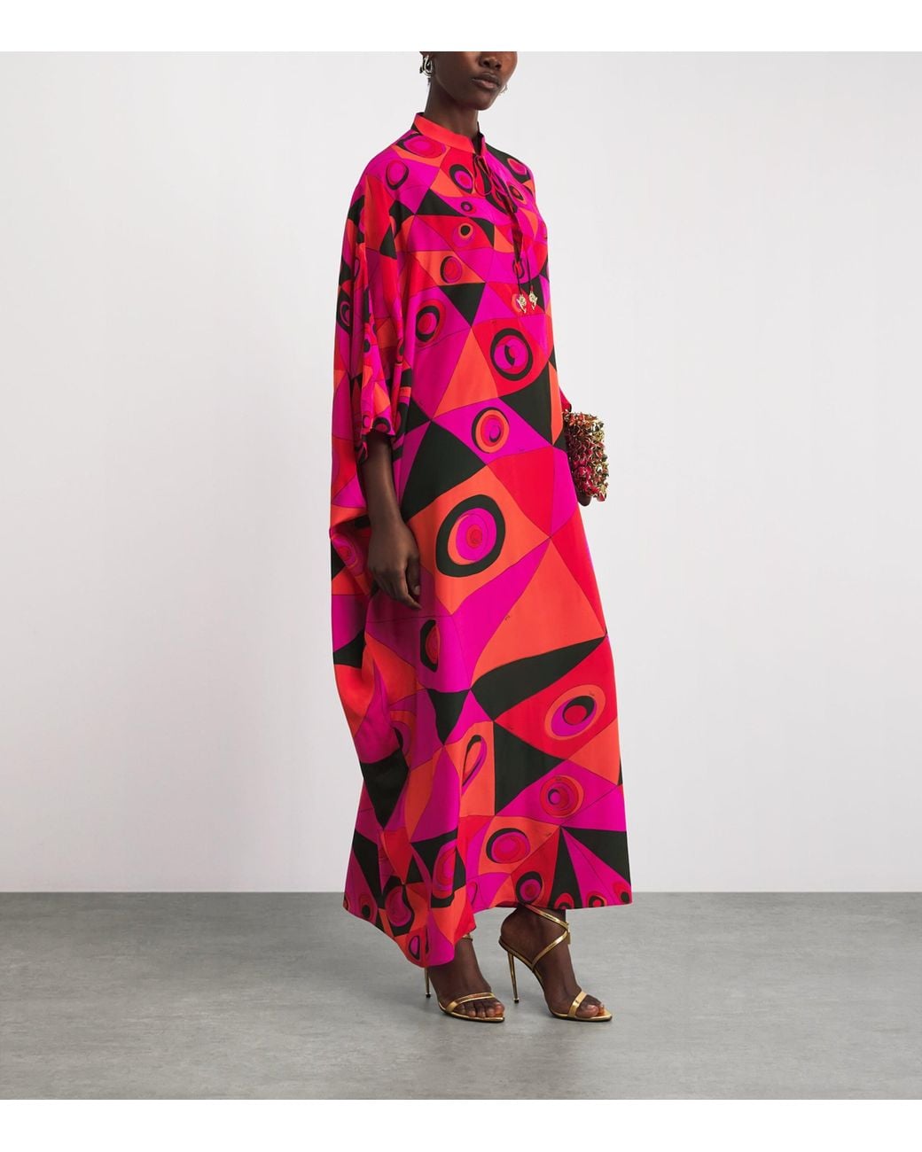 Emilio Pucci Pink Silk Occhi Maxi Kaftan