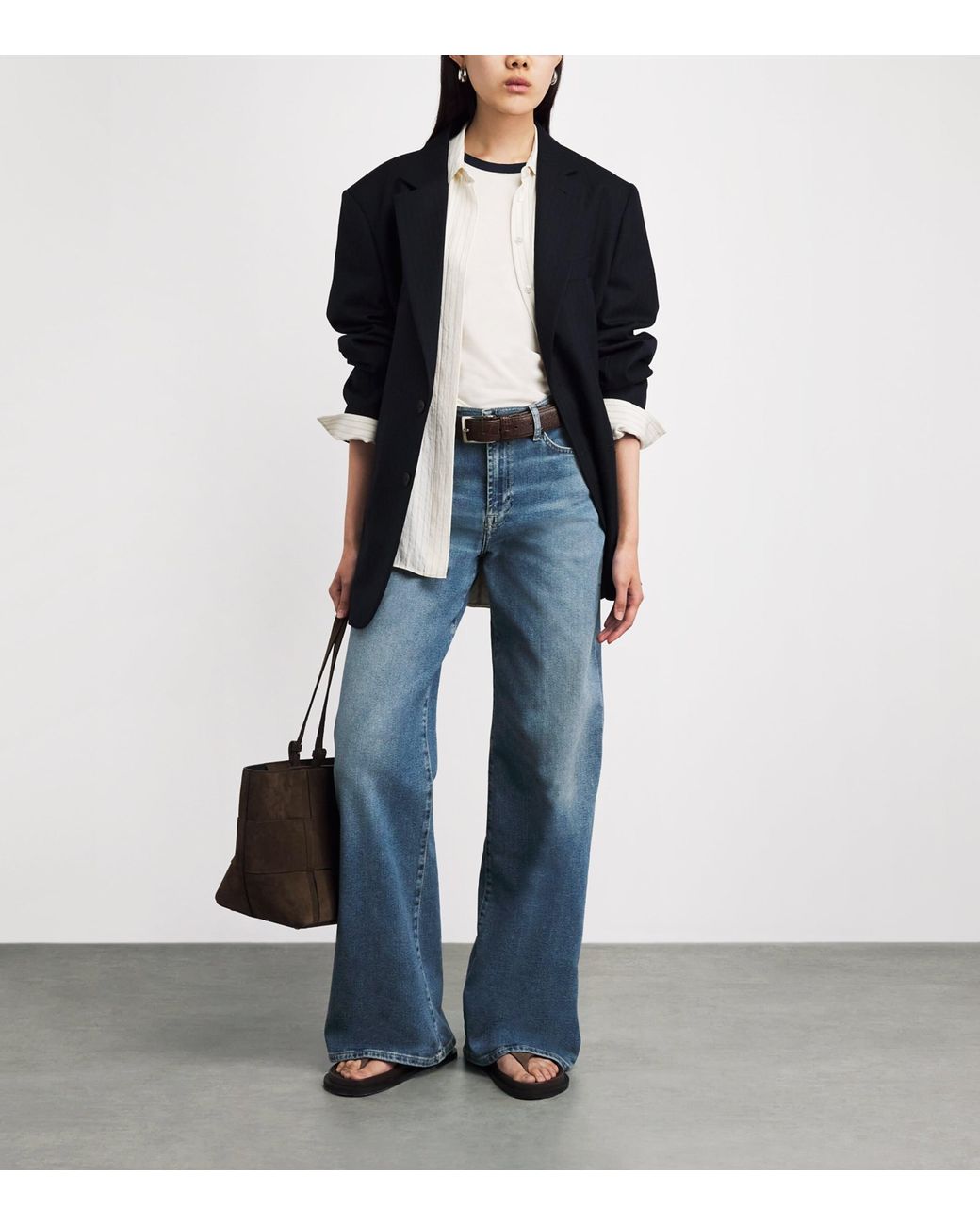 7 For All Mankind Blue Lotta High-Rise Wide-Leg Jeans