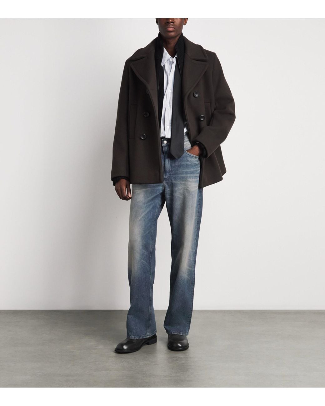 Sandro Blue Baggy Faded Jeans for men