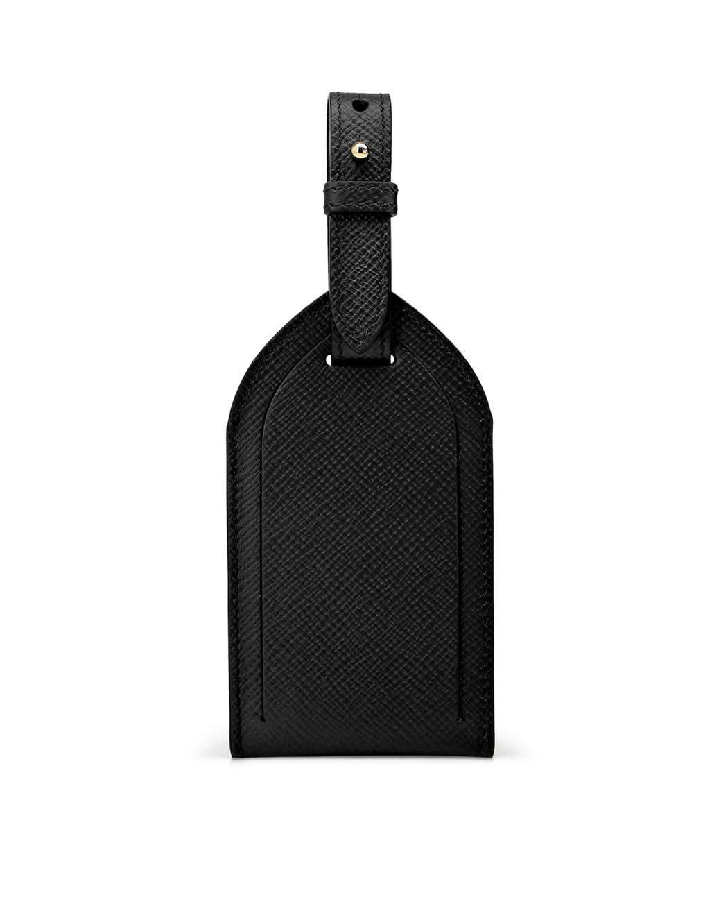 Smythson Black Leather Panama Luggage Tag