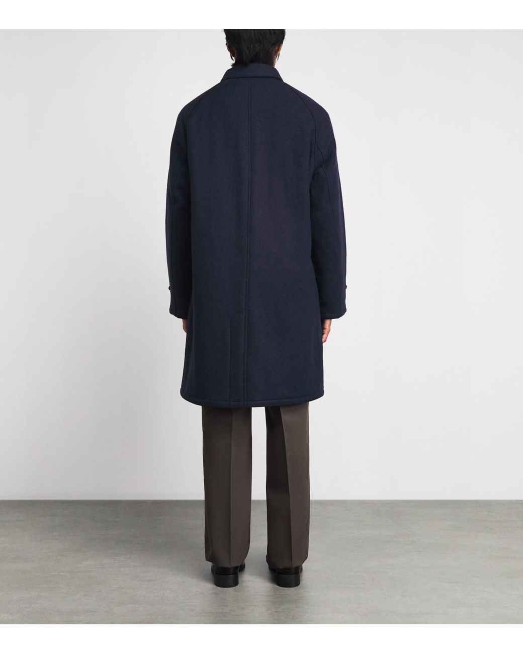 Polo Ralph Lauren Blue Wool Tweed Langdon Walking Coat for men
