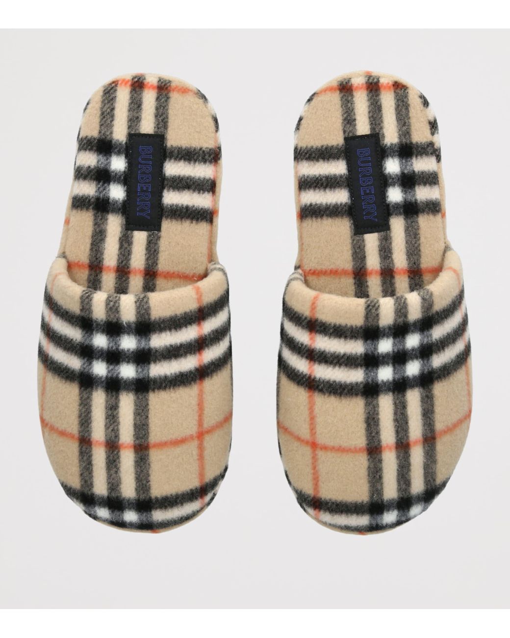 Burberry Natural Wool-Blend Check Slippers