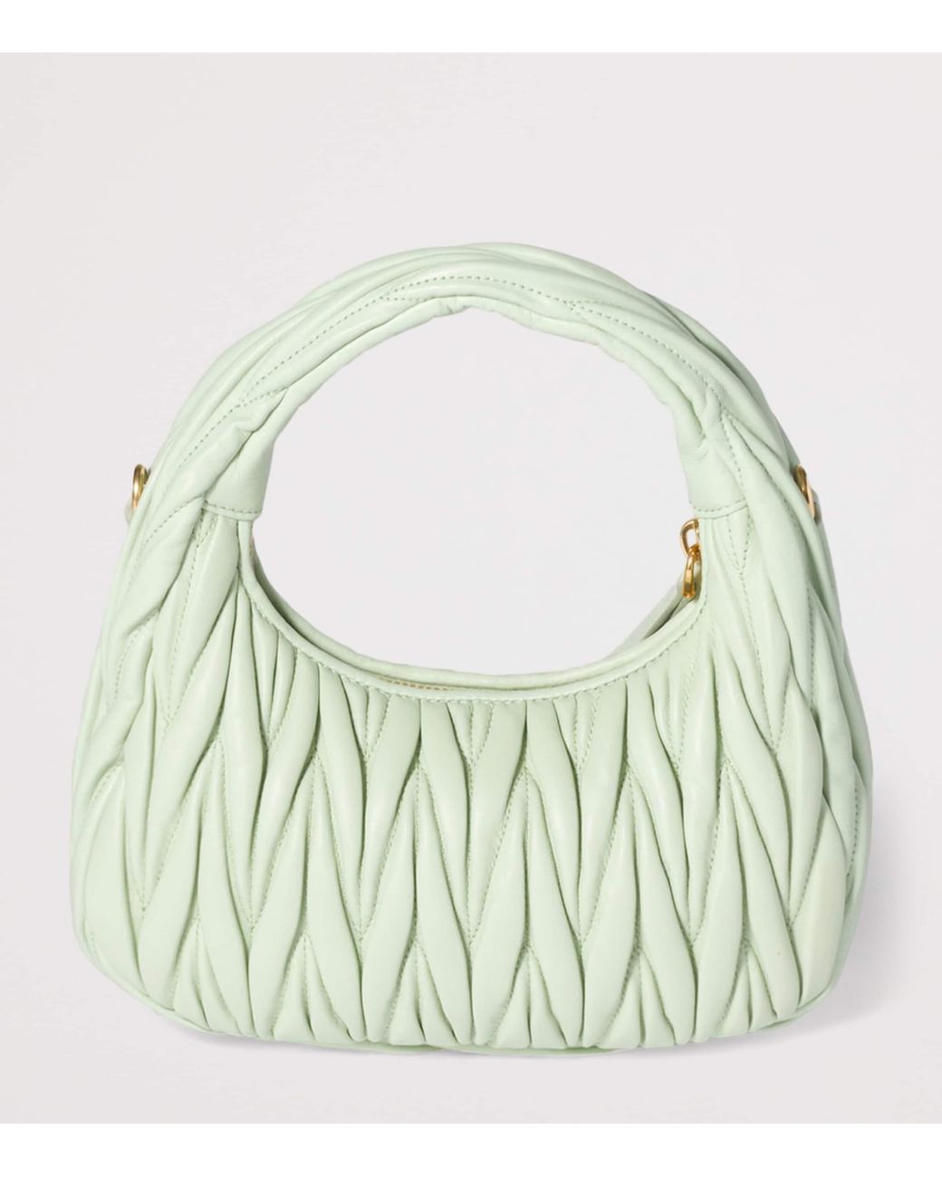 Miu Miu Green Small Matelassé Lambskin Wander Top-Handle Bag